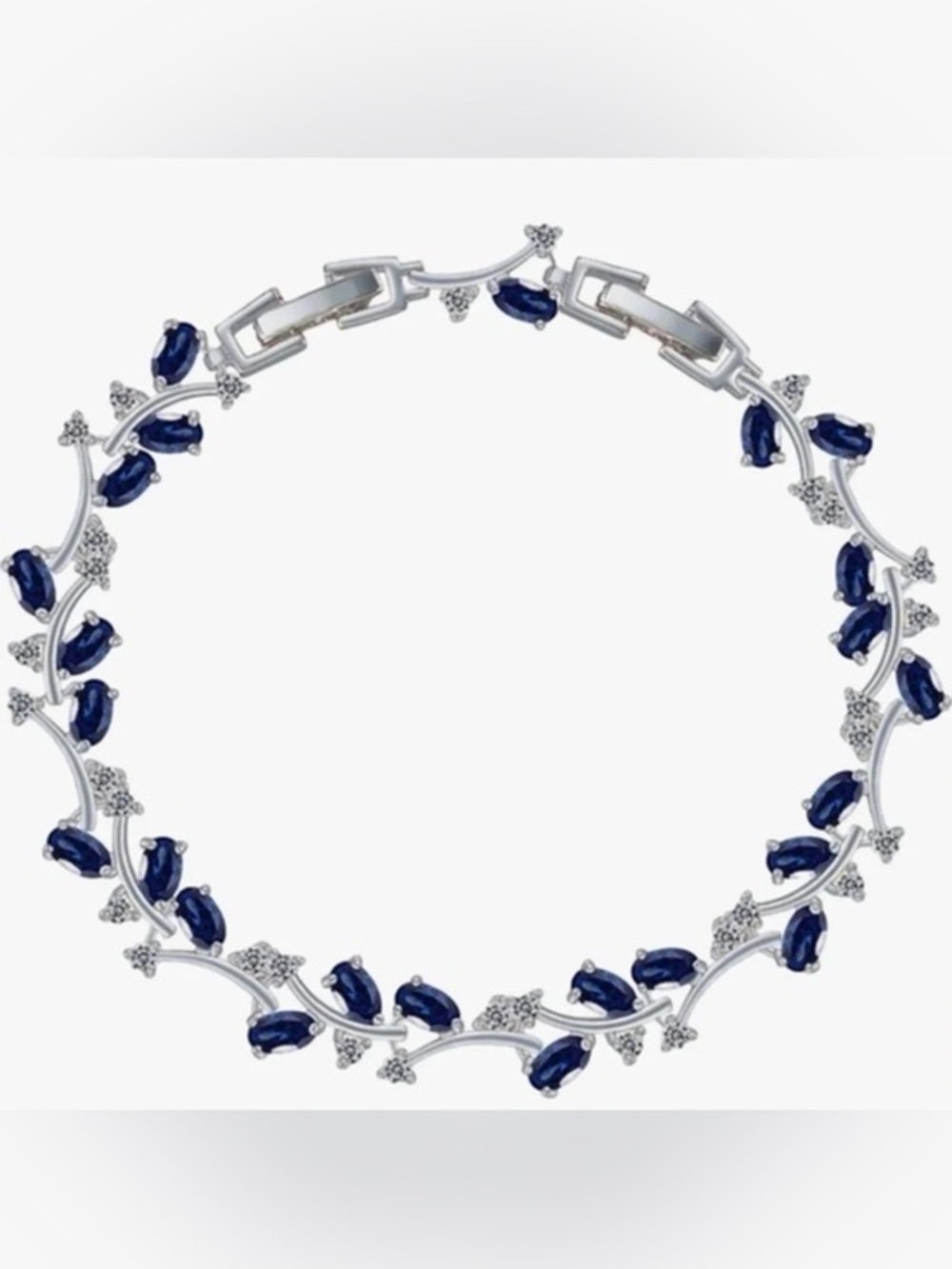 Hollywood Sensation Tennis Bracelet Sapphire Cubic Zirconia Stones::White Gold